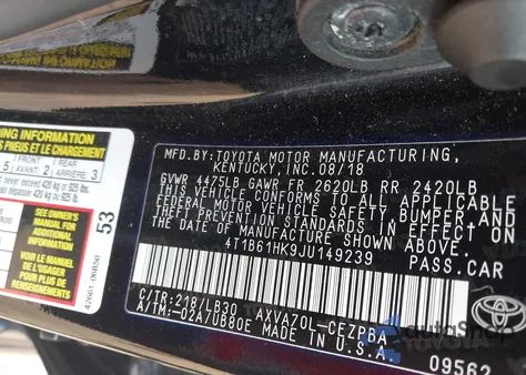 2018 Toyota Camry Xse из США, поврежденный, VIN 4T1B61HK9JU149239